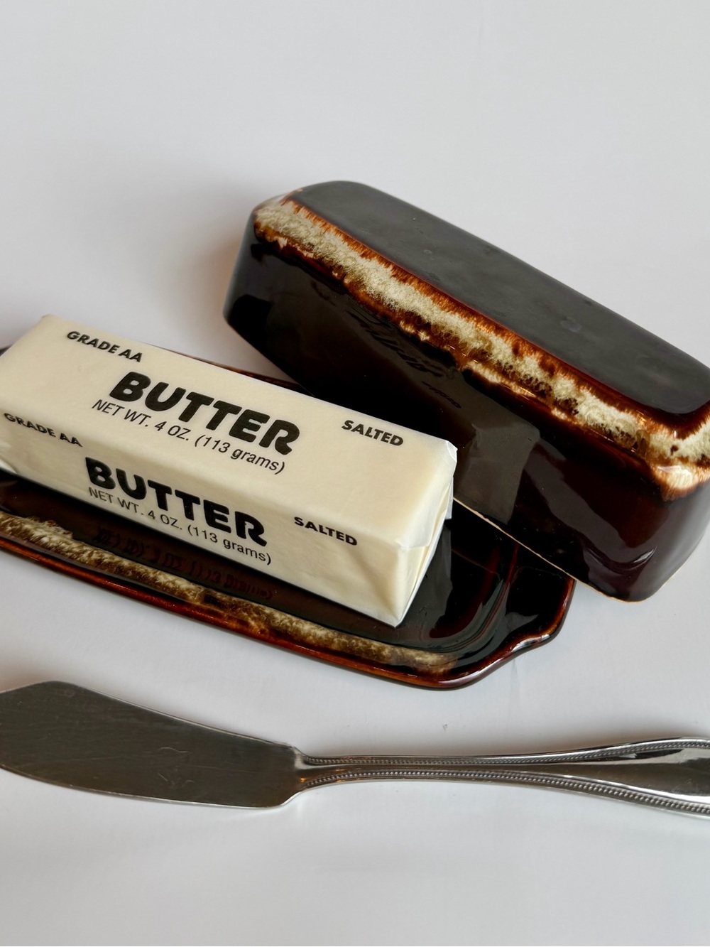 Pfaltzgraff Vintage Brown Drip Glaze Stoneware Butter Dish USA #394